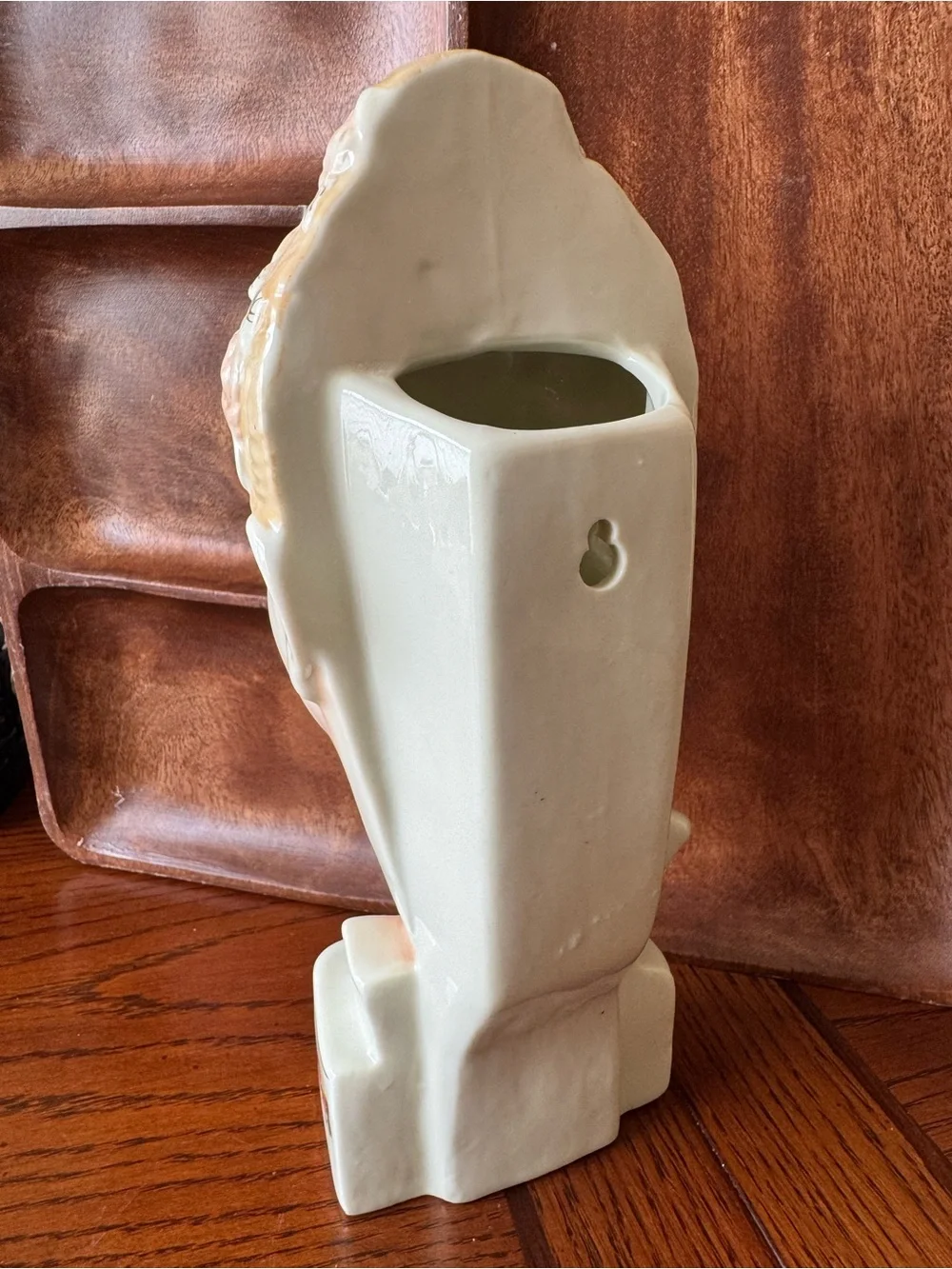Vintage MCM Beautiful Lady Head Wall Pocket Vase Floral Porcelain Decor Roses